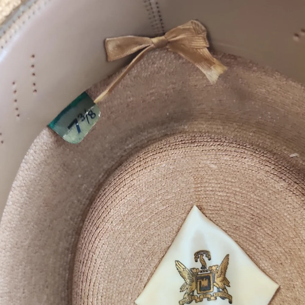 Knox New York Tan and Fedora Hat With Blue Ribbon Size 7 3/8